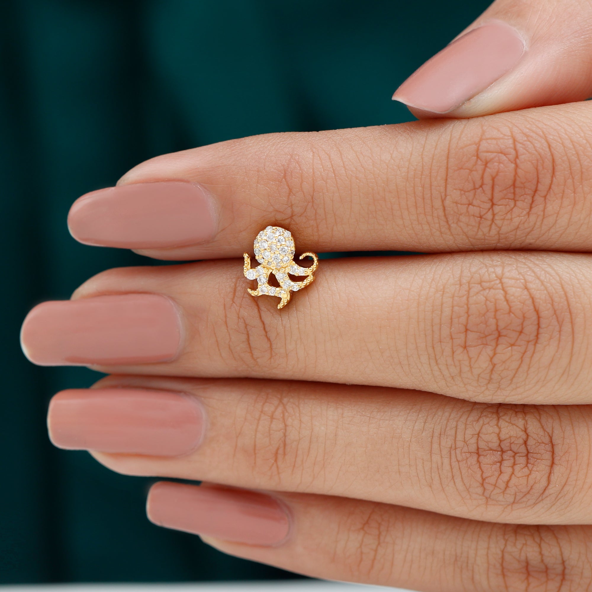 Rosec Jewels-Moissanite Gold Octopus Earring for Cartilage Piercing