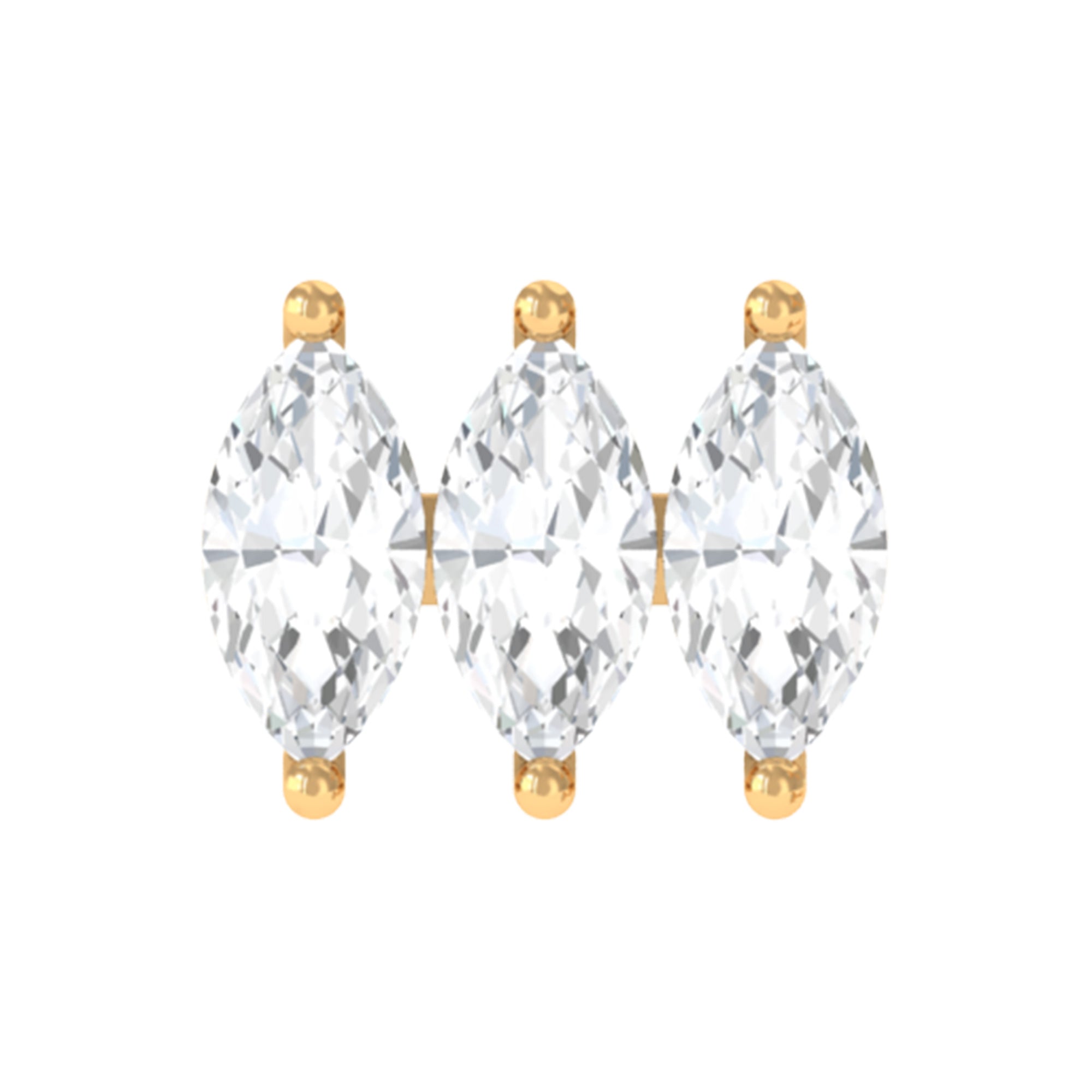 Rosec Jewels-Marquise Moissanite 3 Stone Earring for Helix Piercing