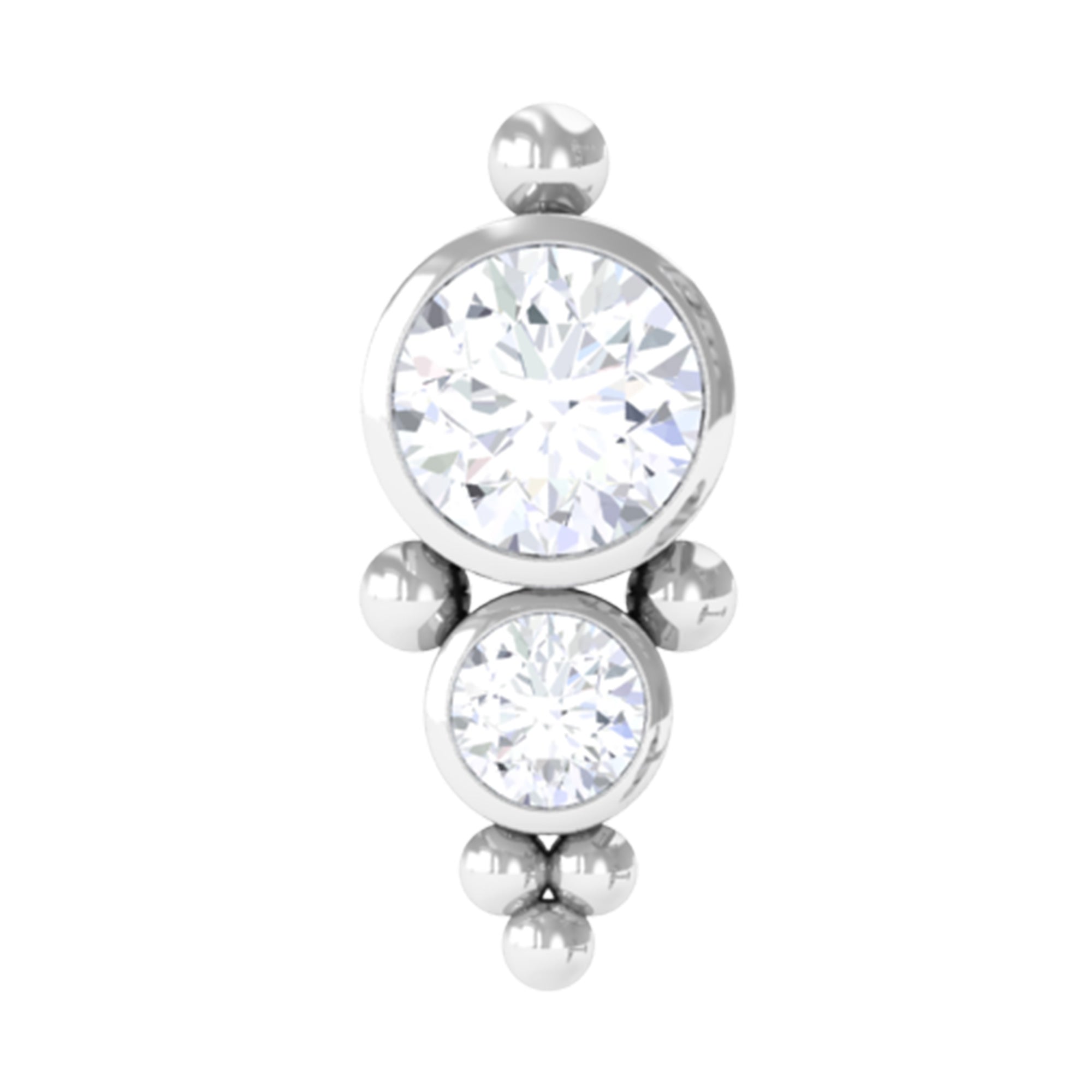 Rosec Jewels-Simple Bezel Set Moissanite Two Stone Tragus Earring