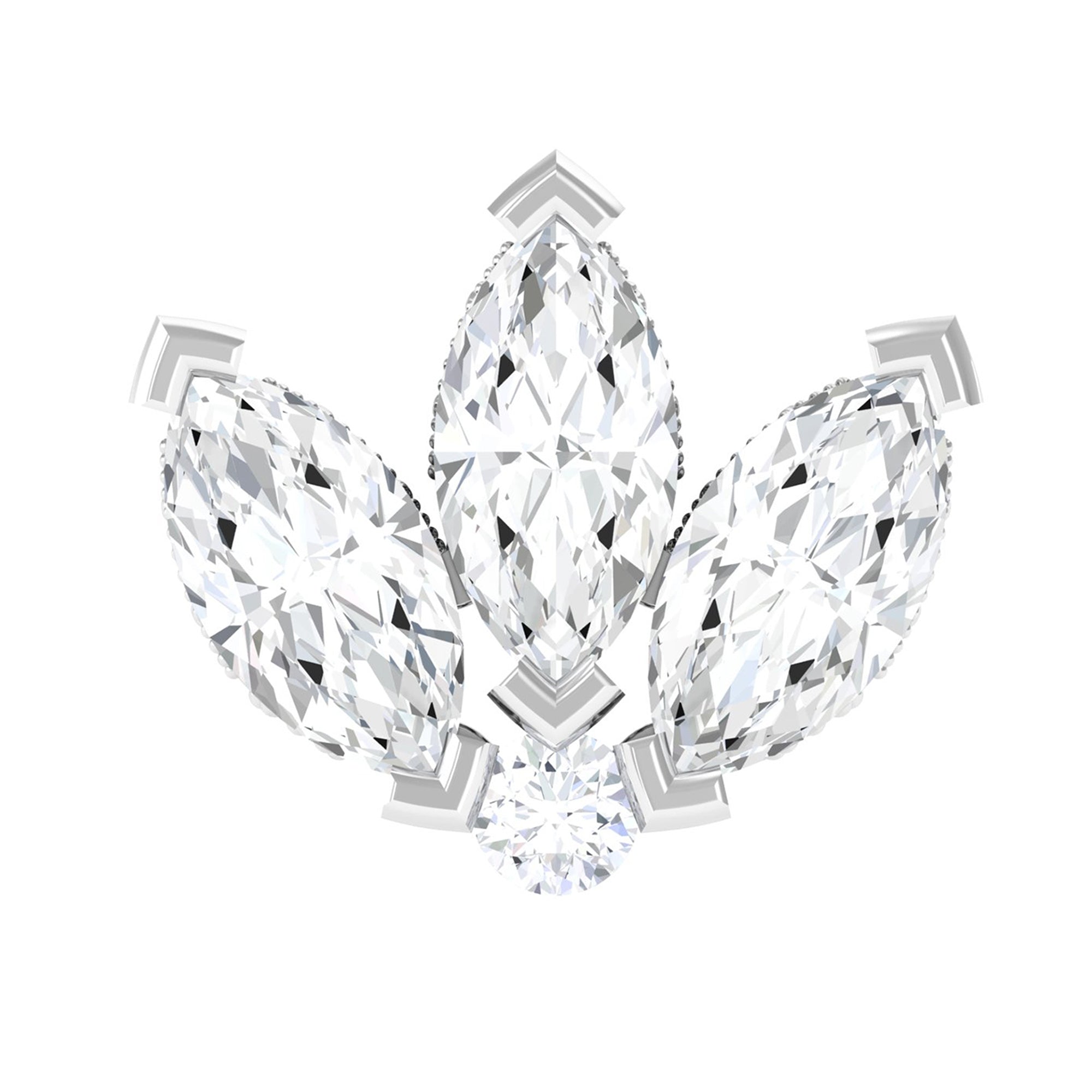 Rosec Jewels-Marquise Diamond Lotus Flower Earring for Cartilage Piercing