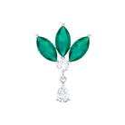 Rosec Jewels-Marquise Created Emerald and Moissanite Flower Drop Earring