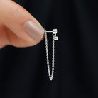 Rosec Jewels-Round Moissanite Chain Drop Earring for Cartilage Piercing