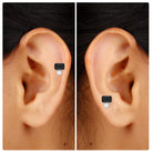 Rosec Jewels-Created Black Diamond and Moissanite Two Stone Helix Earring