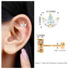 Rosec Jewels-Ethiopian Opal and Moissanite Lotus Flower Earring for Helix Piercing