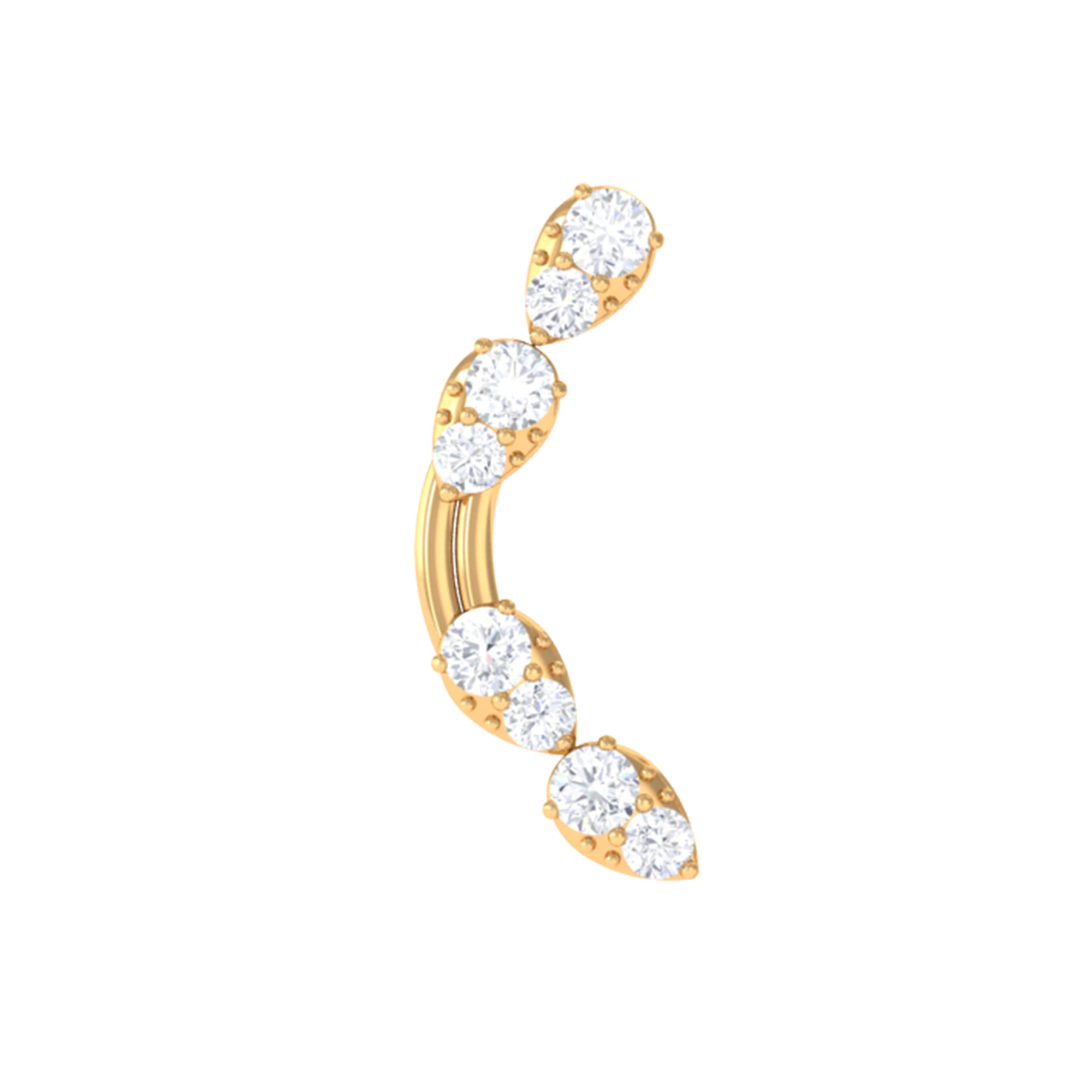 Rosec Jewels-Certified Moissanite Curved Helix Earring in Gold