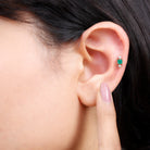 Rosec Jewels-Minimalist Emerald and Moissanite Helix Earring