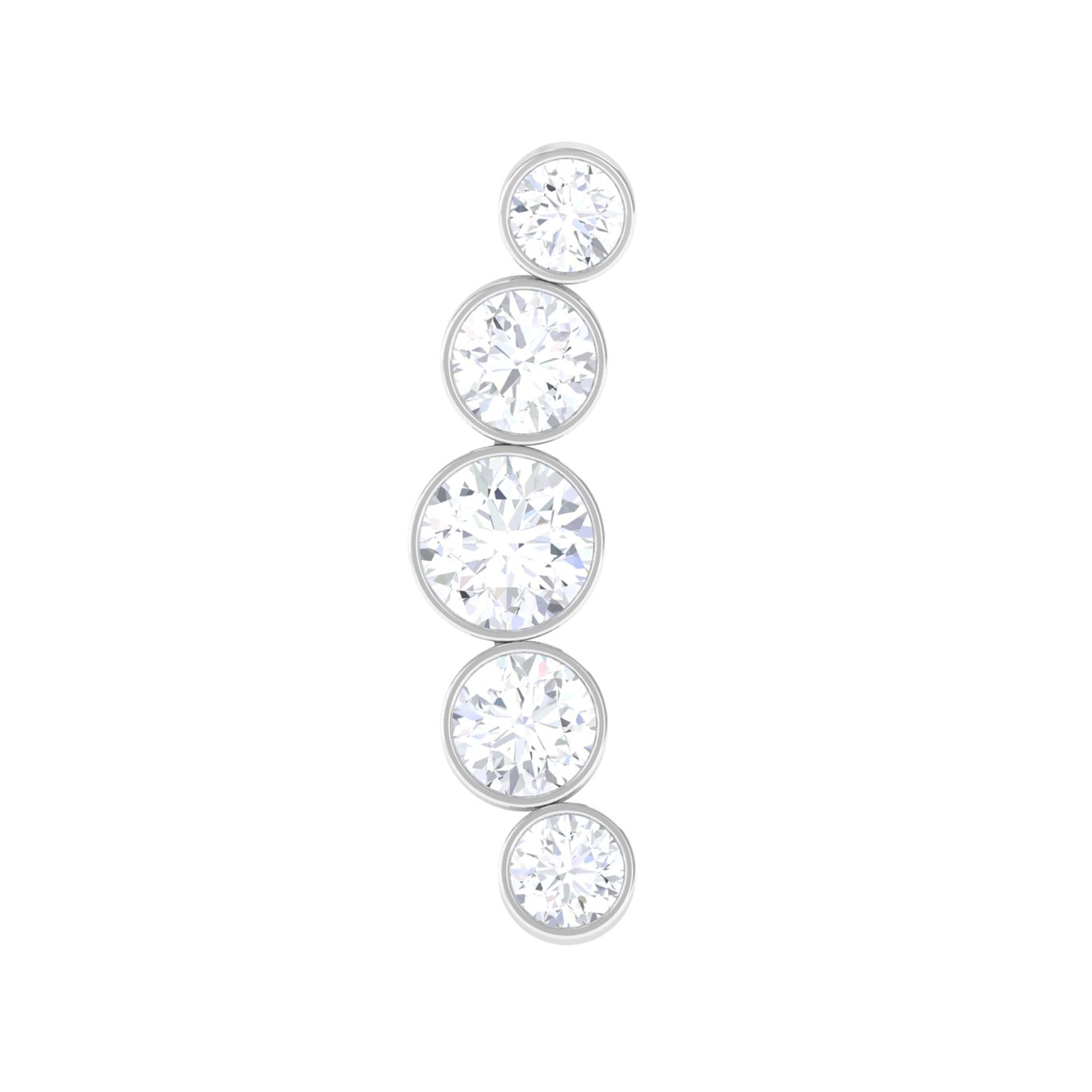 Rosec Jewels-Bezel Set Round Moissanite Curved Crawler Earring