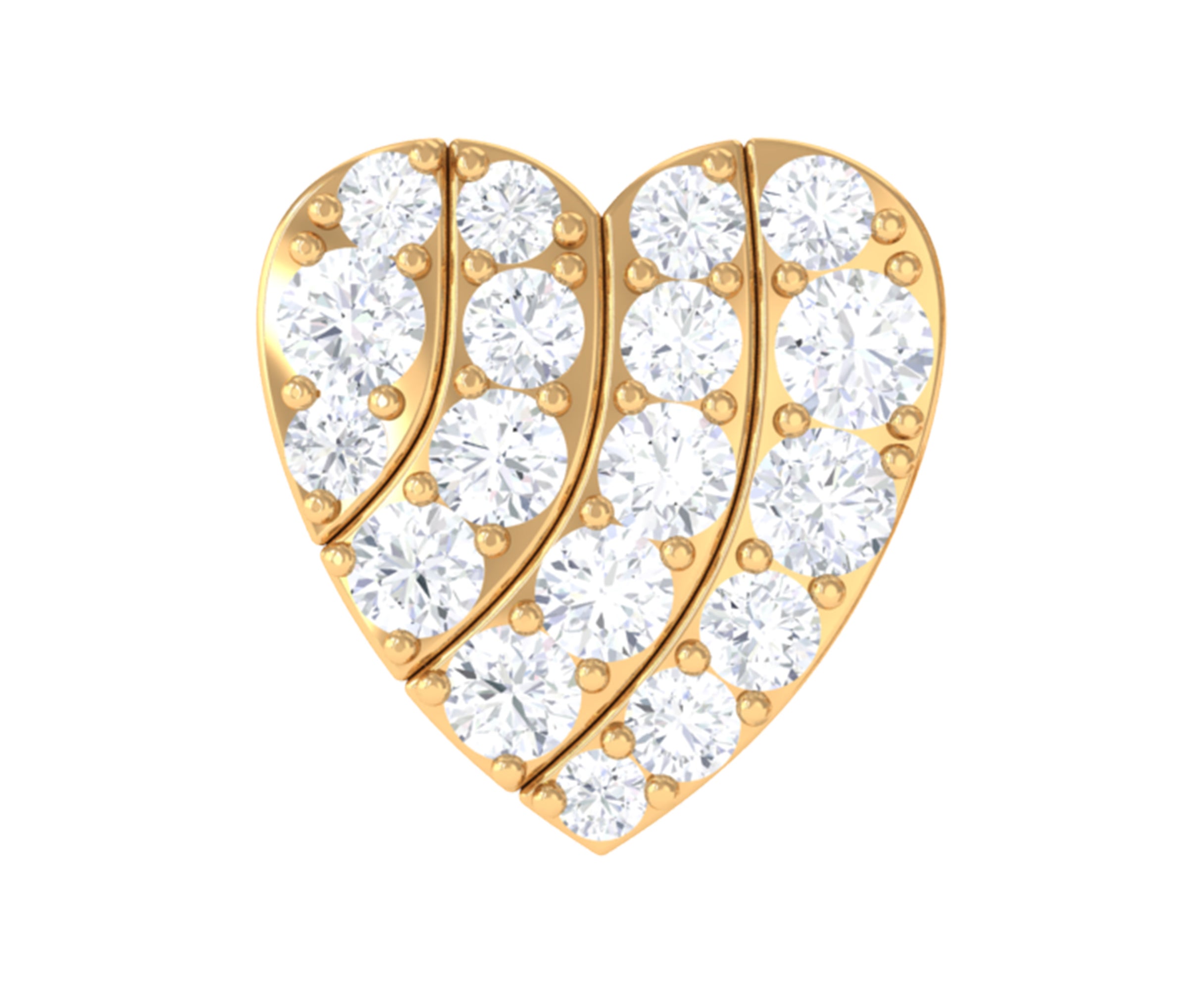 Rosec Jewels-Moissanite Gold Heart Earring for Cartilage Piercing