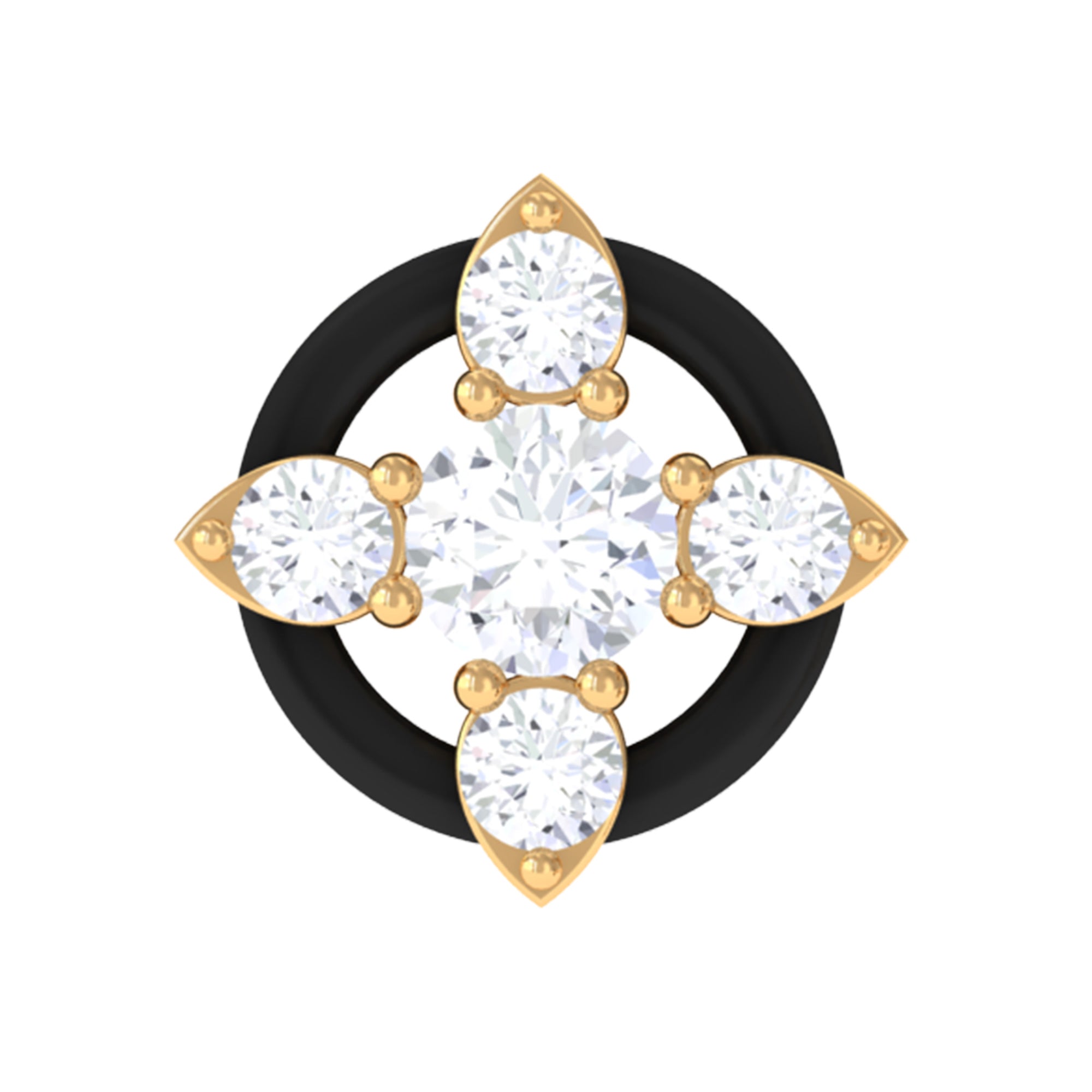 Rosec Jewels-Round Moissanite Cartilage Earring with Black Enamel