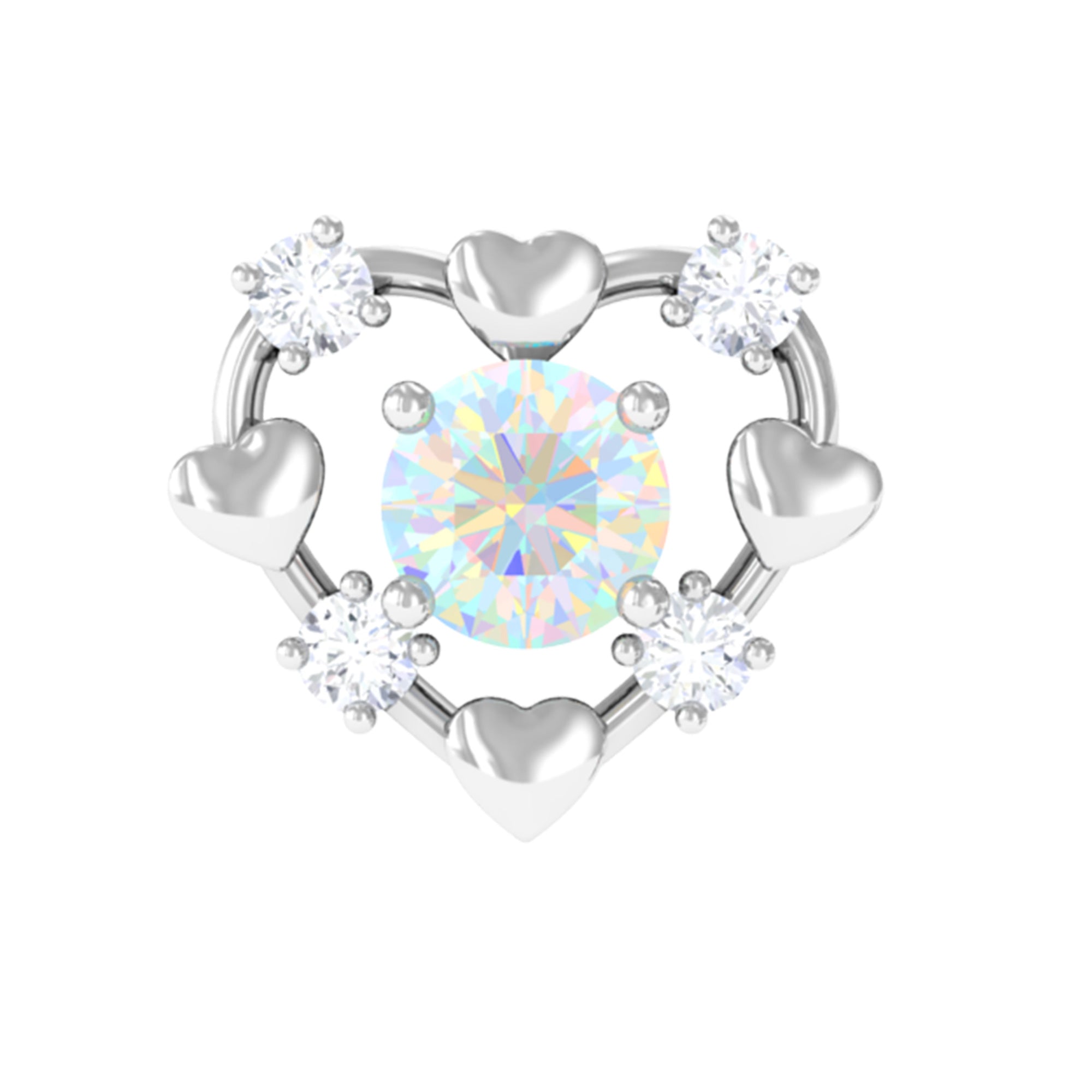 Rosec Jewels-Real Ethiopian Opal and Diamond Heart Cartilage Earring in Gold