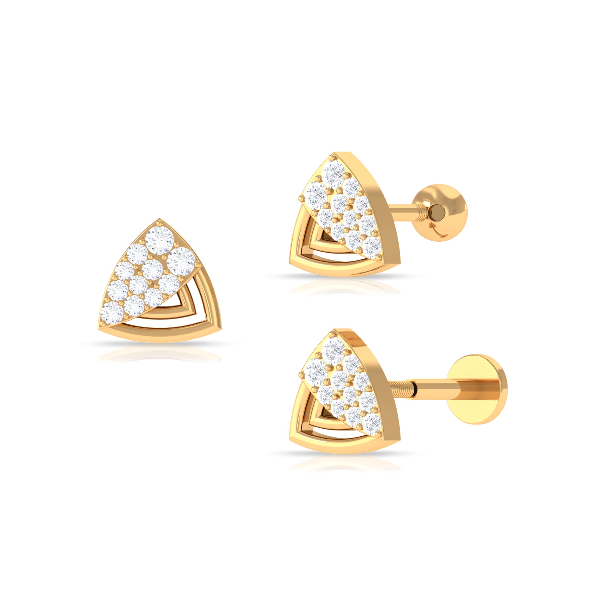 Rosec Jewels-Minimal Moissanite Triangle Geometric Helix Earring