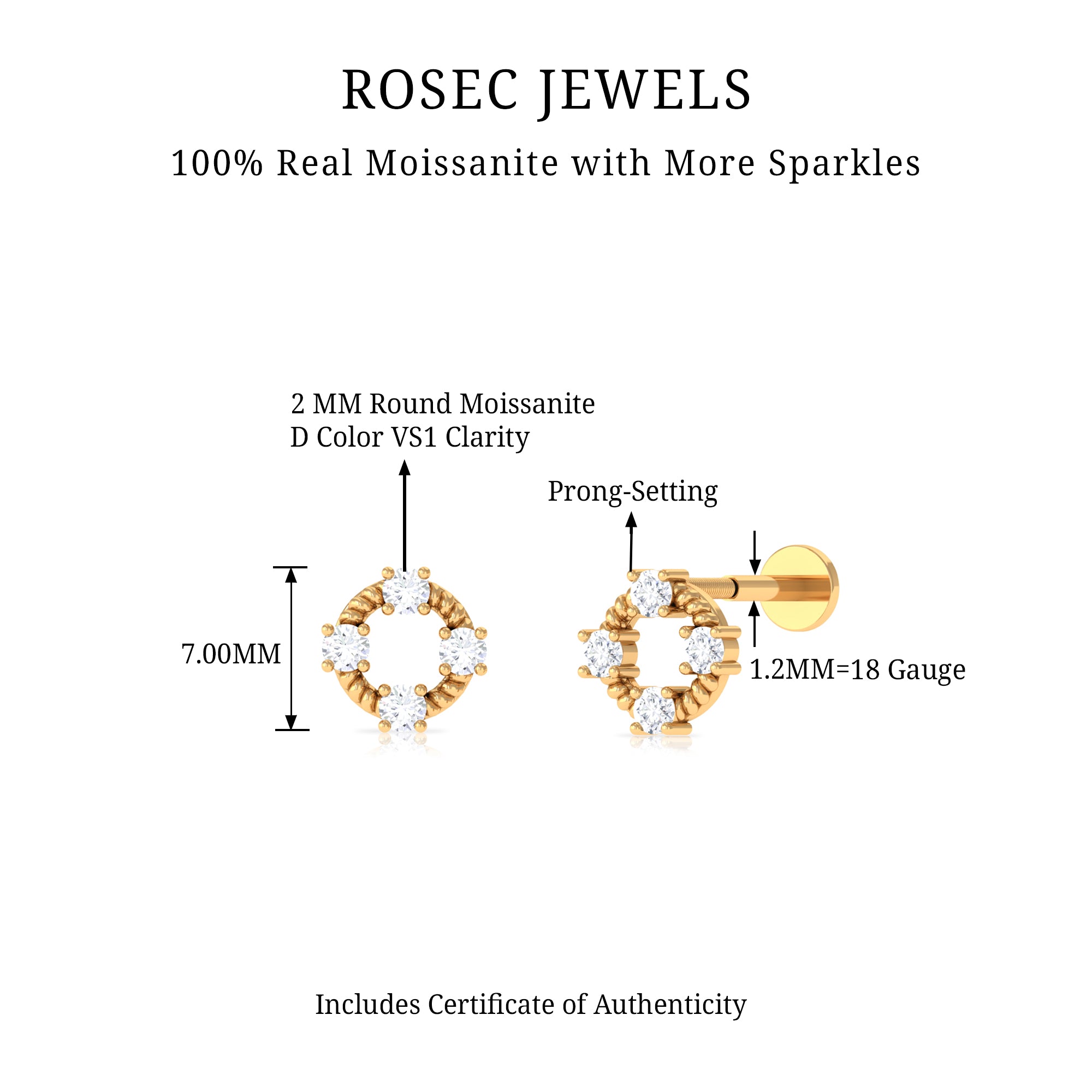 Rosec Jewels-Moissanite Gold Twisted Rope Circle Earring