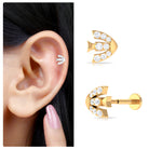 Rosec Jewels-Moissanite Fish Cartilage Earring in Gold