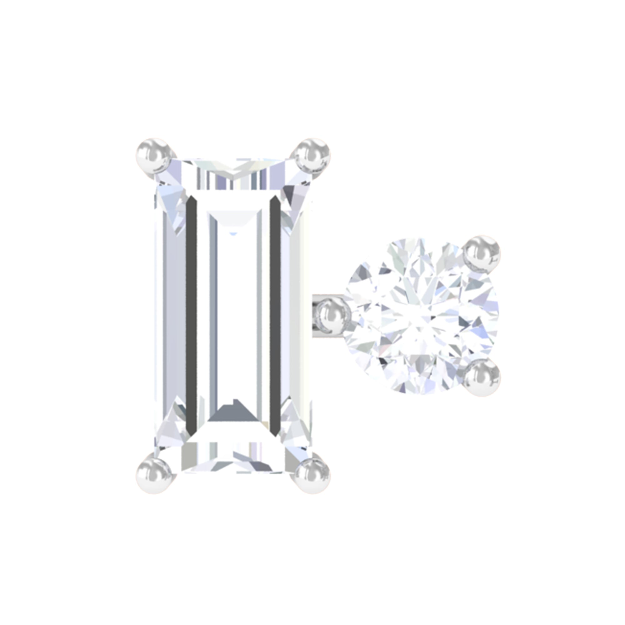 Rosec Jewels-Baguette and Round Cut Moissanite Tragus Earring