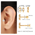 Rosec Jewels-Marquise Moissanite Gothic Second Hole Earring in Gold