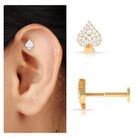 Rosec Jewels-Moissanite Spade Earring for Cartilage Piercing