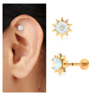 Rosec Jewels-Round Ethiopian Opal Sunburst Helix Earring