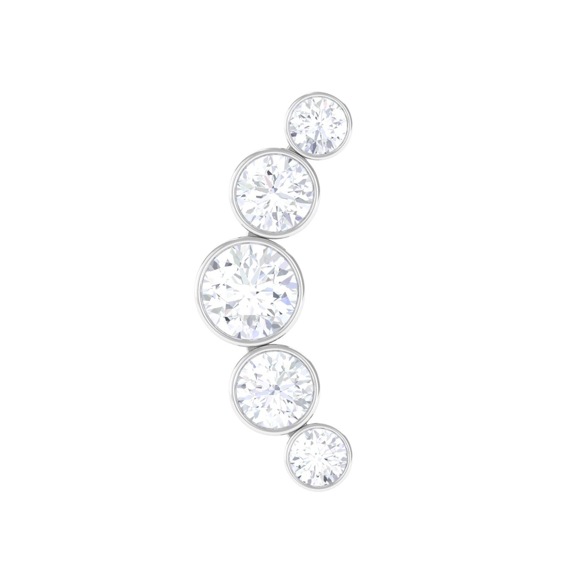 Rosec Jewels-Graduated Diamond Ear Climber Earring in Bezel Setting