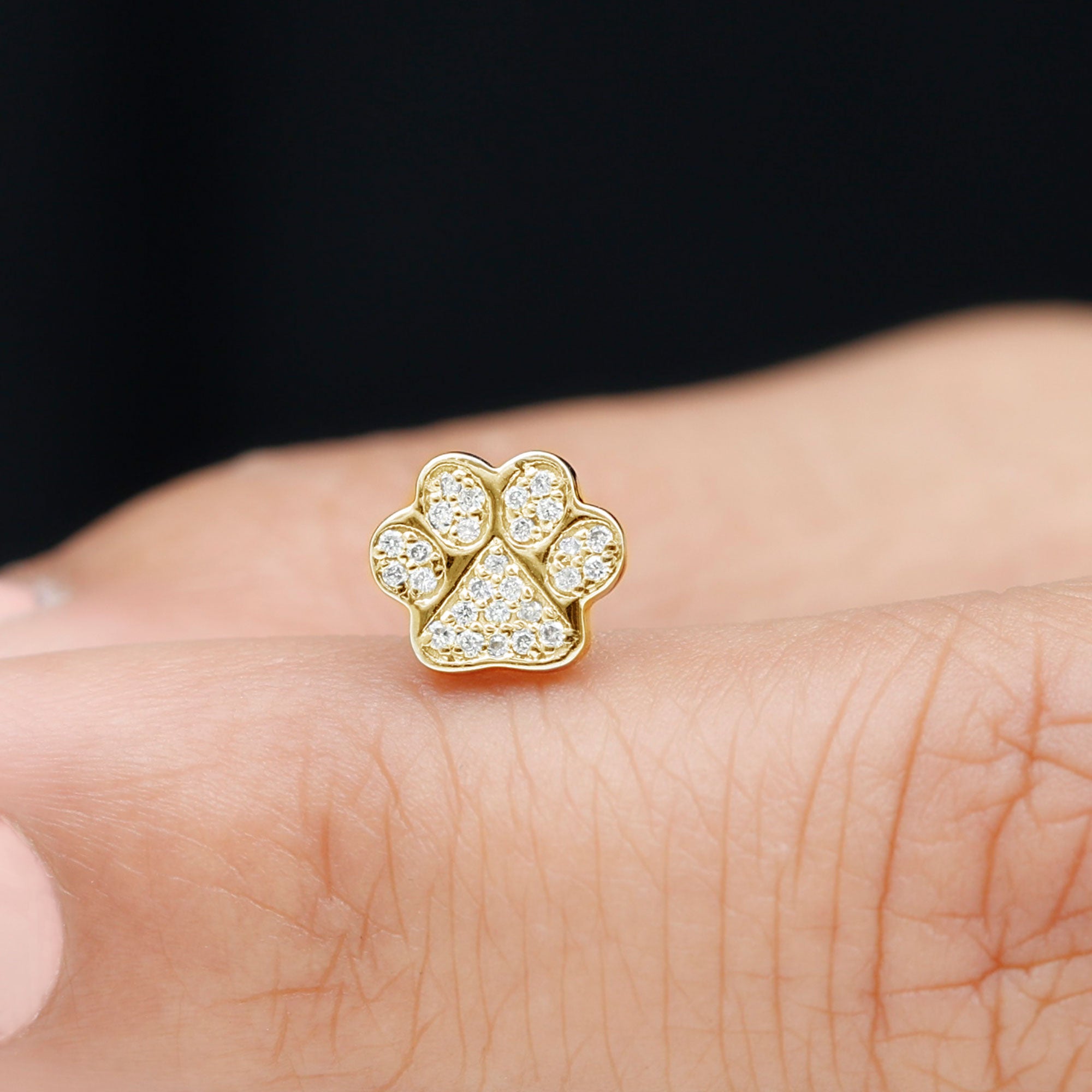 Rosec Jewels-Real Diamond Dog Paw Print Cartilage Earring