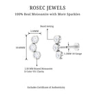 Rosec Jewels-Three Diamond Curved Helix Earring in Bezel Setting