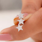 Rosec Jewels-Natural Diamond Star Crawler Earring for Cartilage Piercing