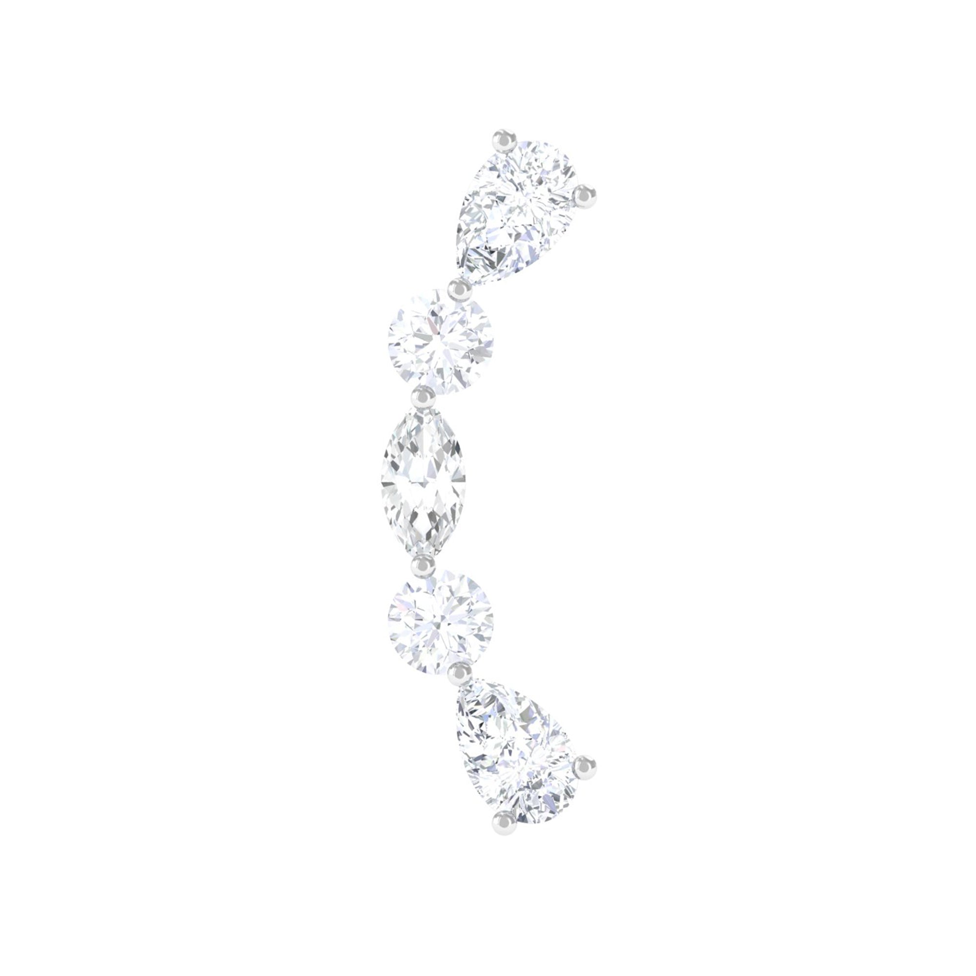 Rosec Jewels-Simple Diamond Curved Crawler Earring for Helix Piercing