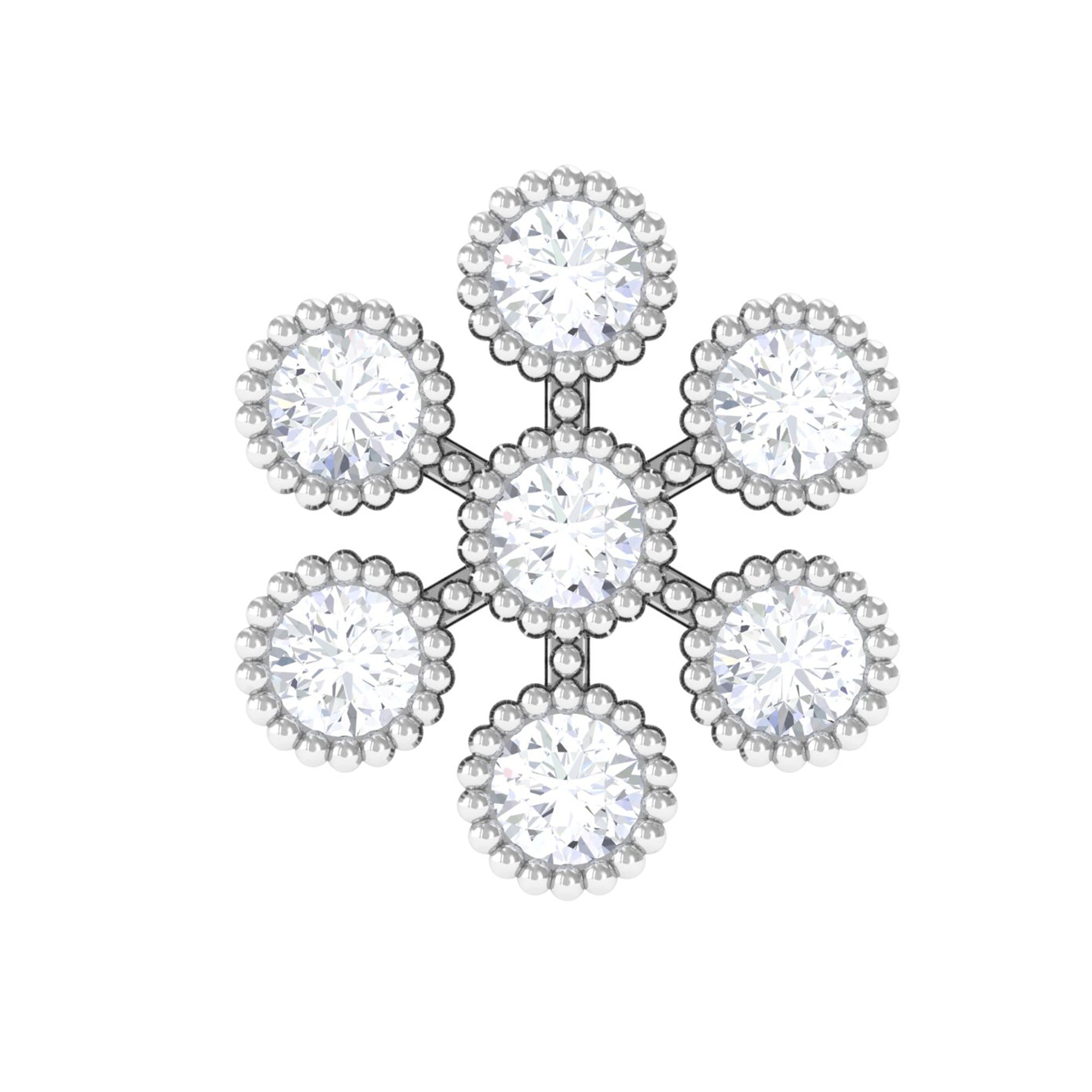 Rosec Jewels-Natural Diamond Flower Earring in Beaded Bezel Setting