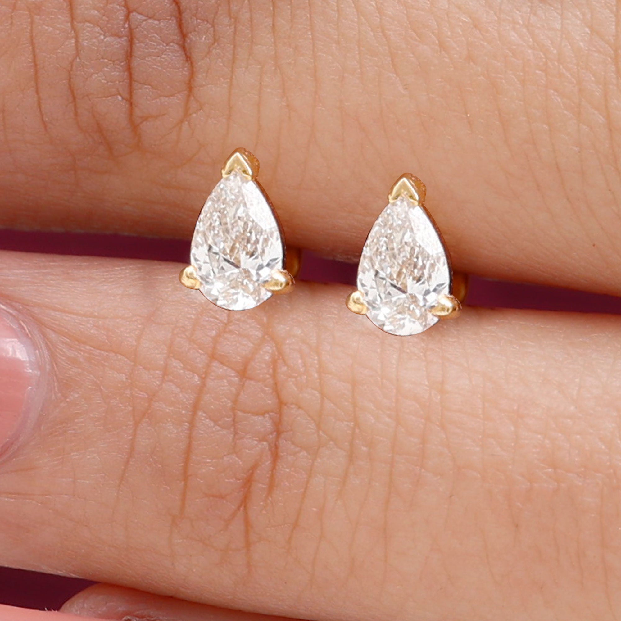 Rosec Jewels-Solitaire Pear Shape Diamond Earring for Tragus Piercing