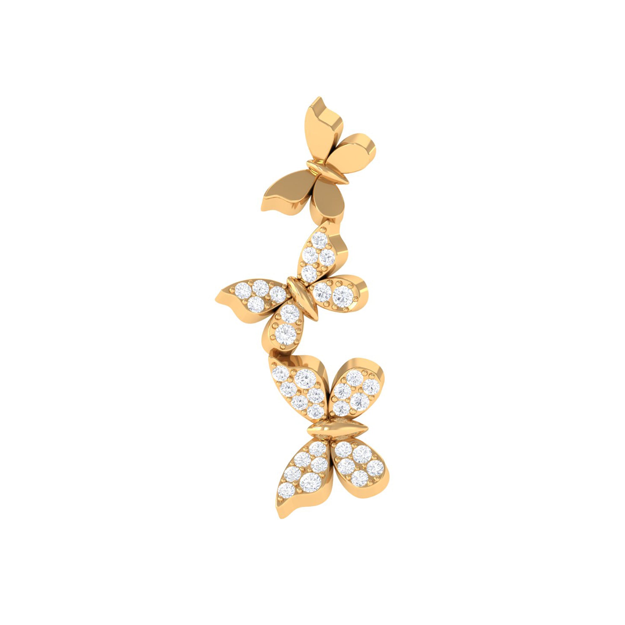 Rosec Jewels-Natural Diamond Butterfly Crawler Earring for Helix Piercing