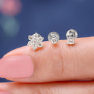 Rosec Jewels-Natural Diamond Flower Helix Earring Set of 3