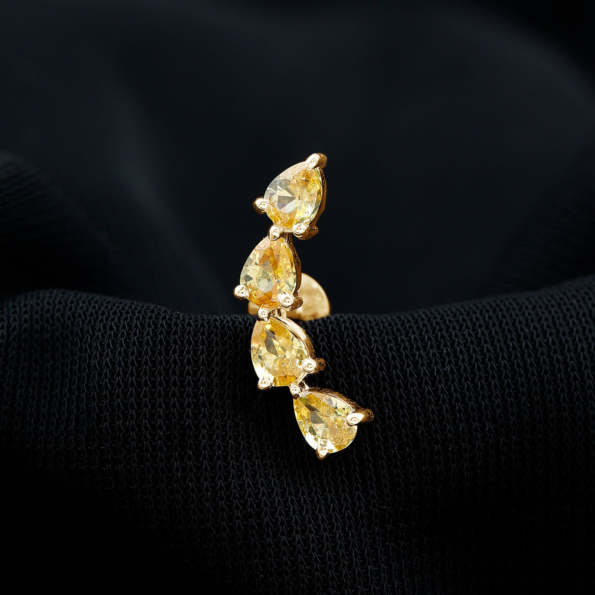 Rosec Jewels-Lab Created Yellow Sapphire Crawler Earrings