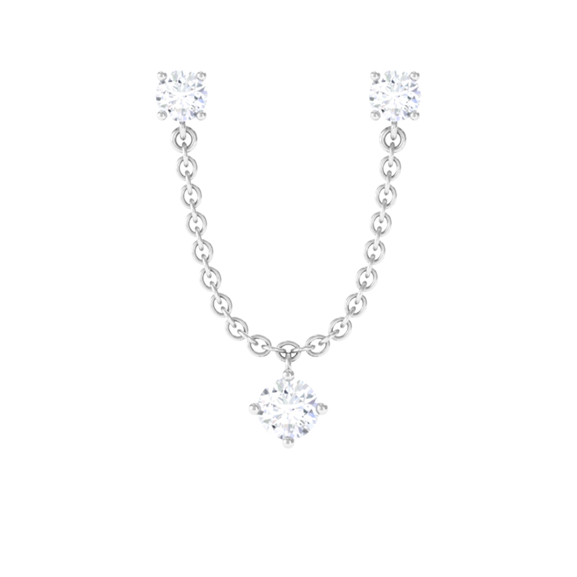 Rosec Jewels-Round Moissanite Chain Earring for Double Piercing