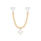 Rosec Jewels-Heart Shape Moissanite Cartilage Chain Earring for Double Piercing