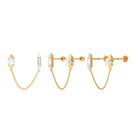 Rosec Jewels-Baguette and Round Moissanite Cartilage Chain Earring