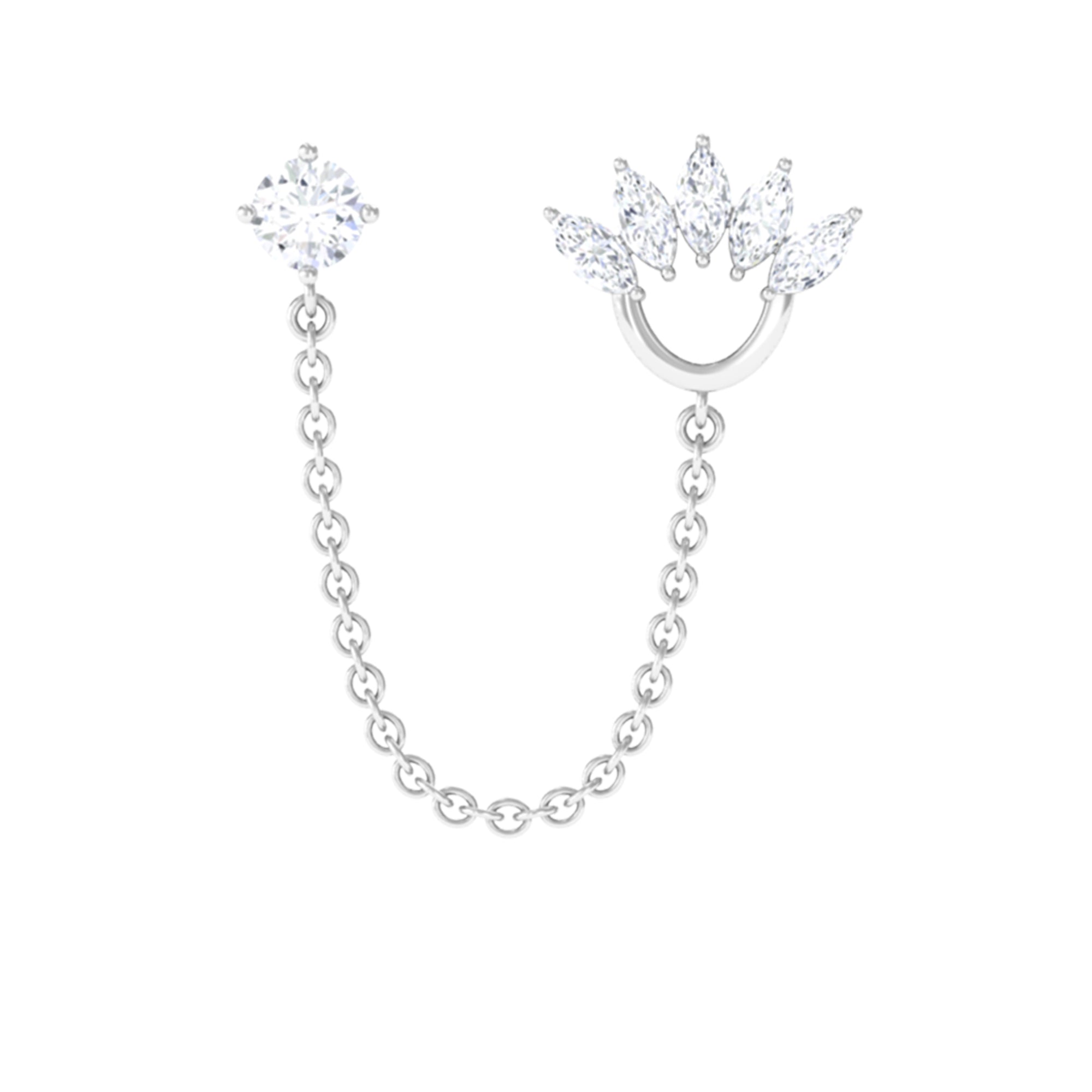 Rosec Jewels-Marquise Moissanite Double Piercing Chain Earring