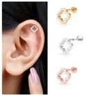 Rosec Jewels-Dainty Moissanite Unique Flower Earring for Cartilage Piercing