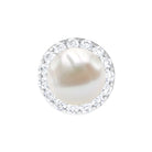 Rosec Jewels-Round Freshwater Pearl and Moissanite Halo Cartilage Earring