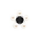 Rosec Jewels-Freshwater Pearl and Black Diamond Flower Earring