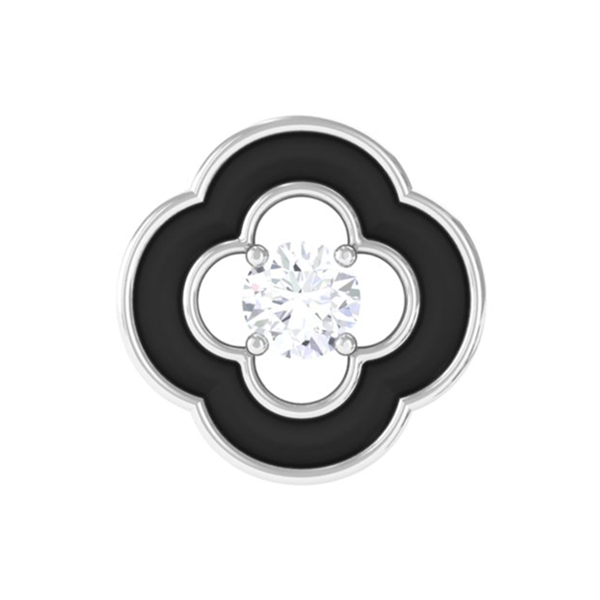 Rosec Jewels-Real Diamond Black Enamel Flower Cartilage Earring