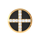 Rosec Jewels-Natural Diamond Black Enamel Circle Earring in Gold