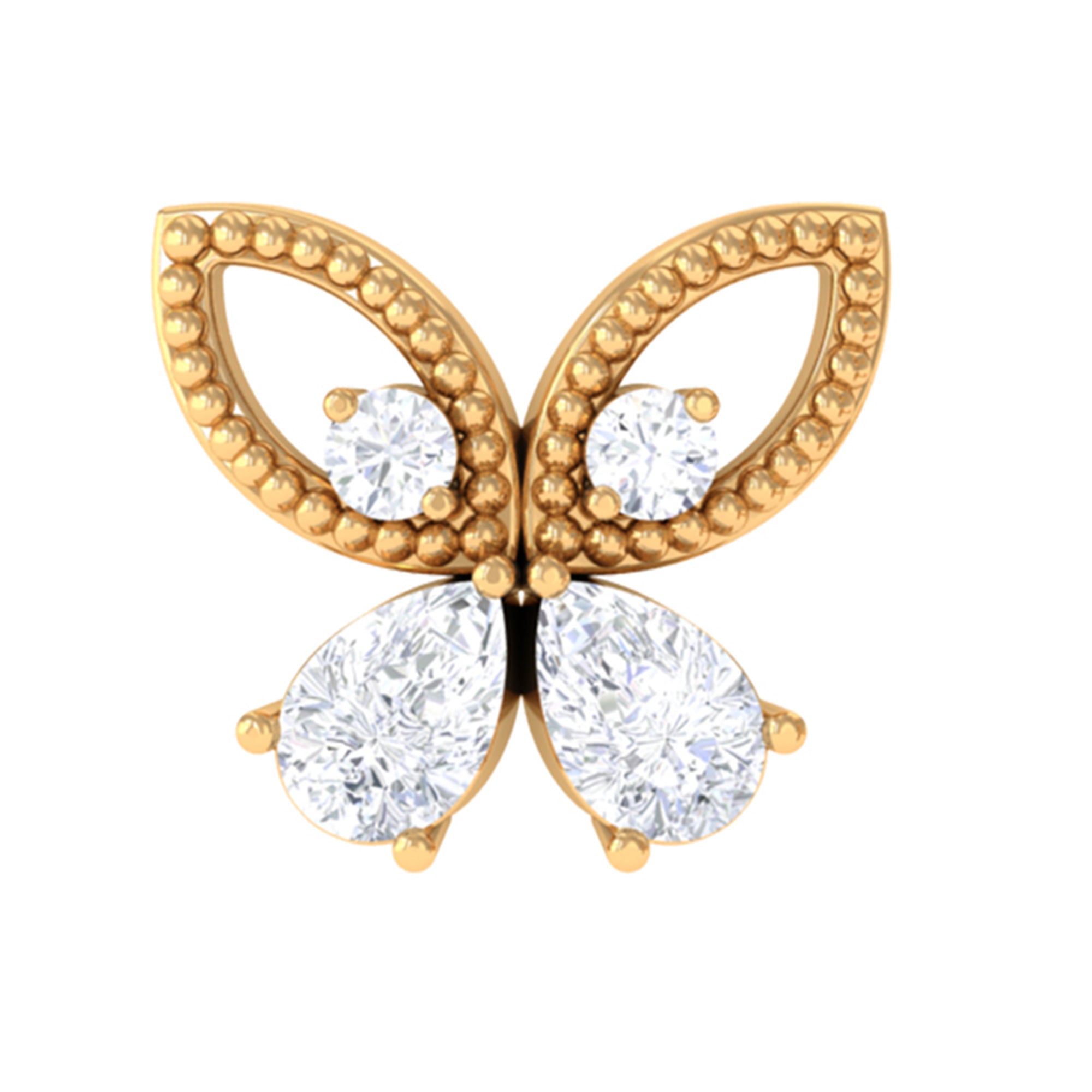 Rosec Jewels-Elegant Pear Moissanite Butterfly Cartilage Earring