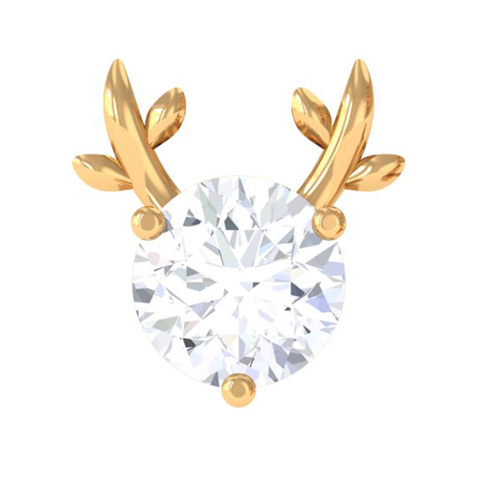 Rosec Jewels-Round Moissanite Xmas Reindeer Cartilage Earring