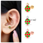 Rosec Jewels-Diamond and Enamel Swirl Peppermint Candy Helix Earring