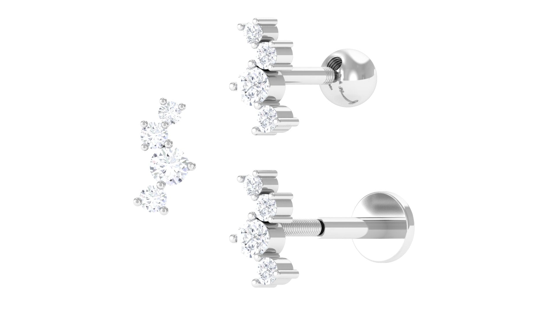 Rosec Jewels-Dainty Round Moissanite Tragus Earring in Gold