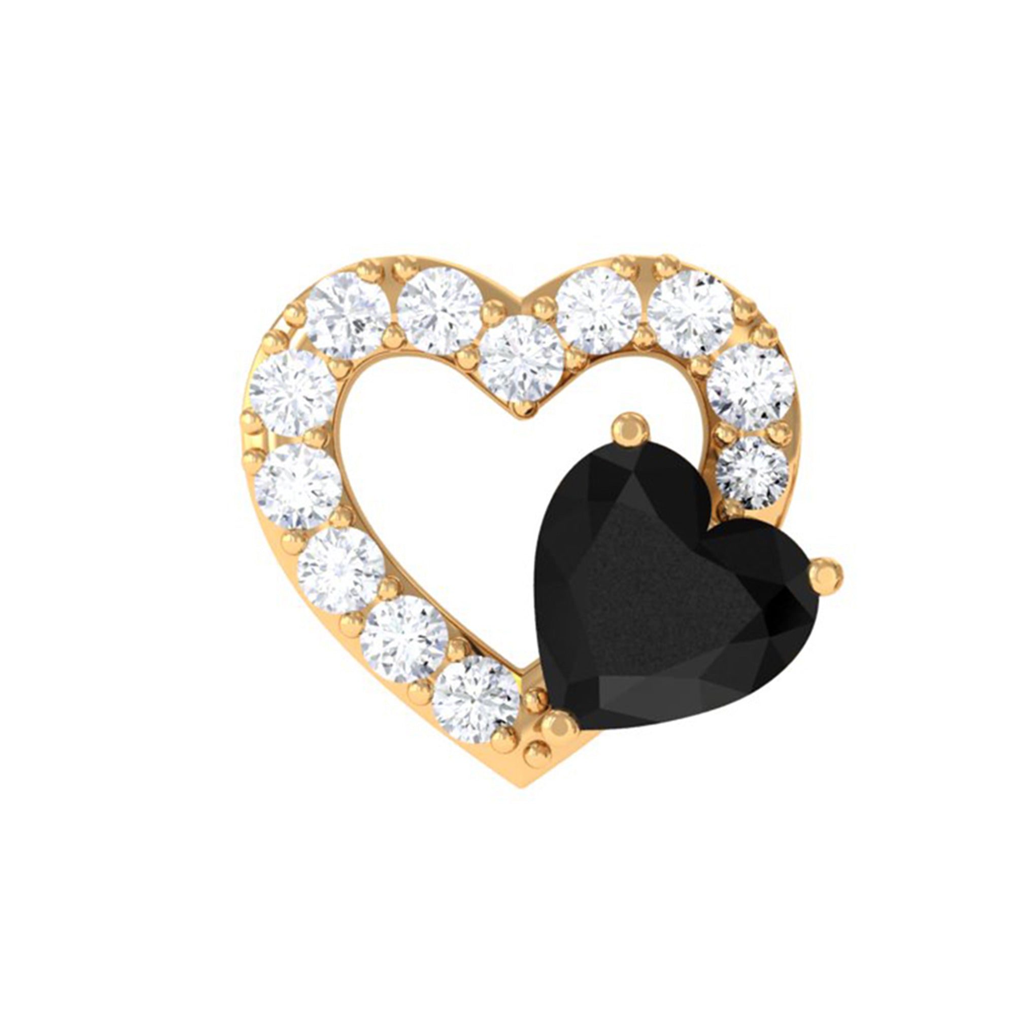 Rosec Jewels-Heart Shape Black Onyx and Moissanite Cartilage Earring