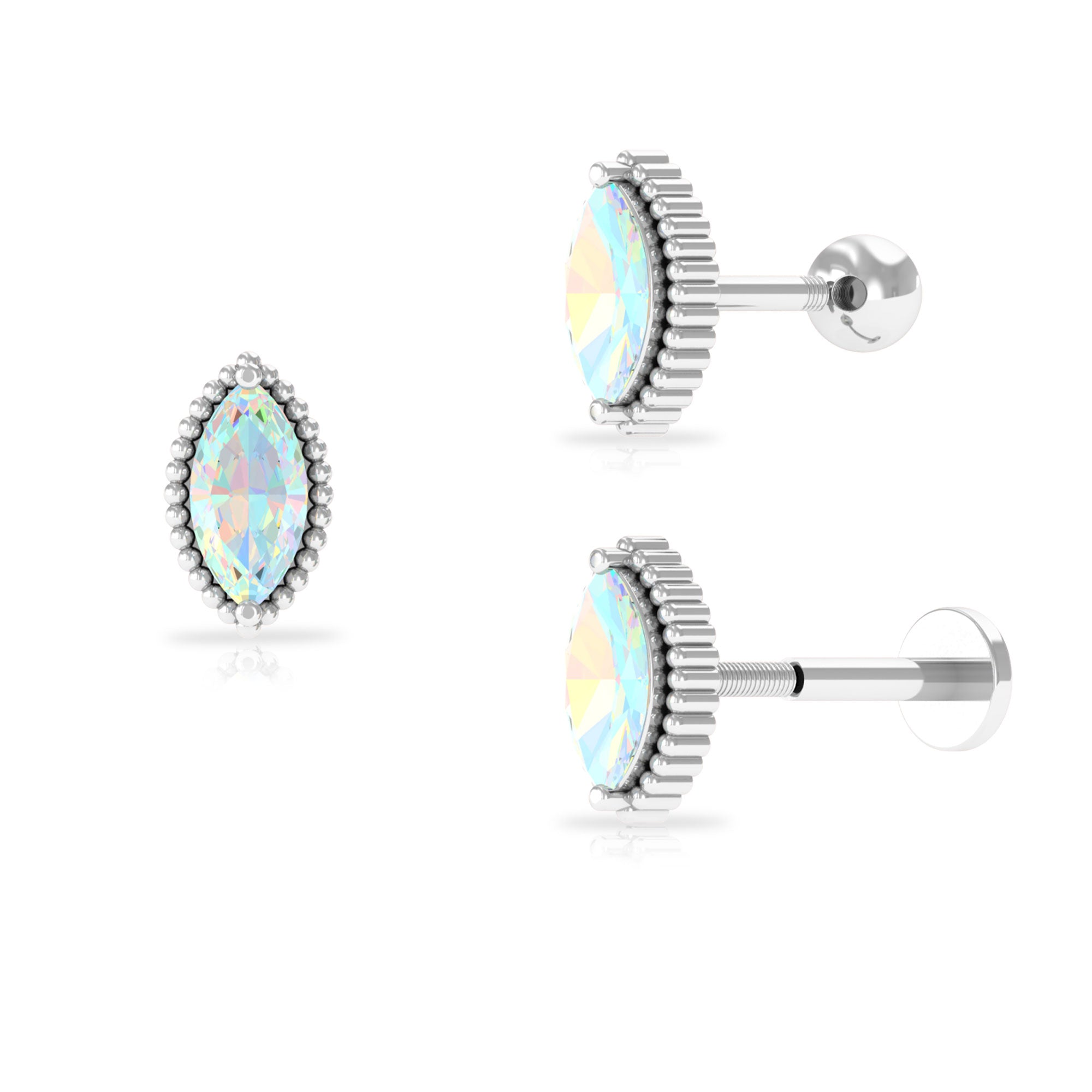 Rosec Jewels-Marquise Ethiopian Opal Beaded Solitaire Tragus Earring