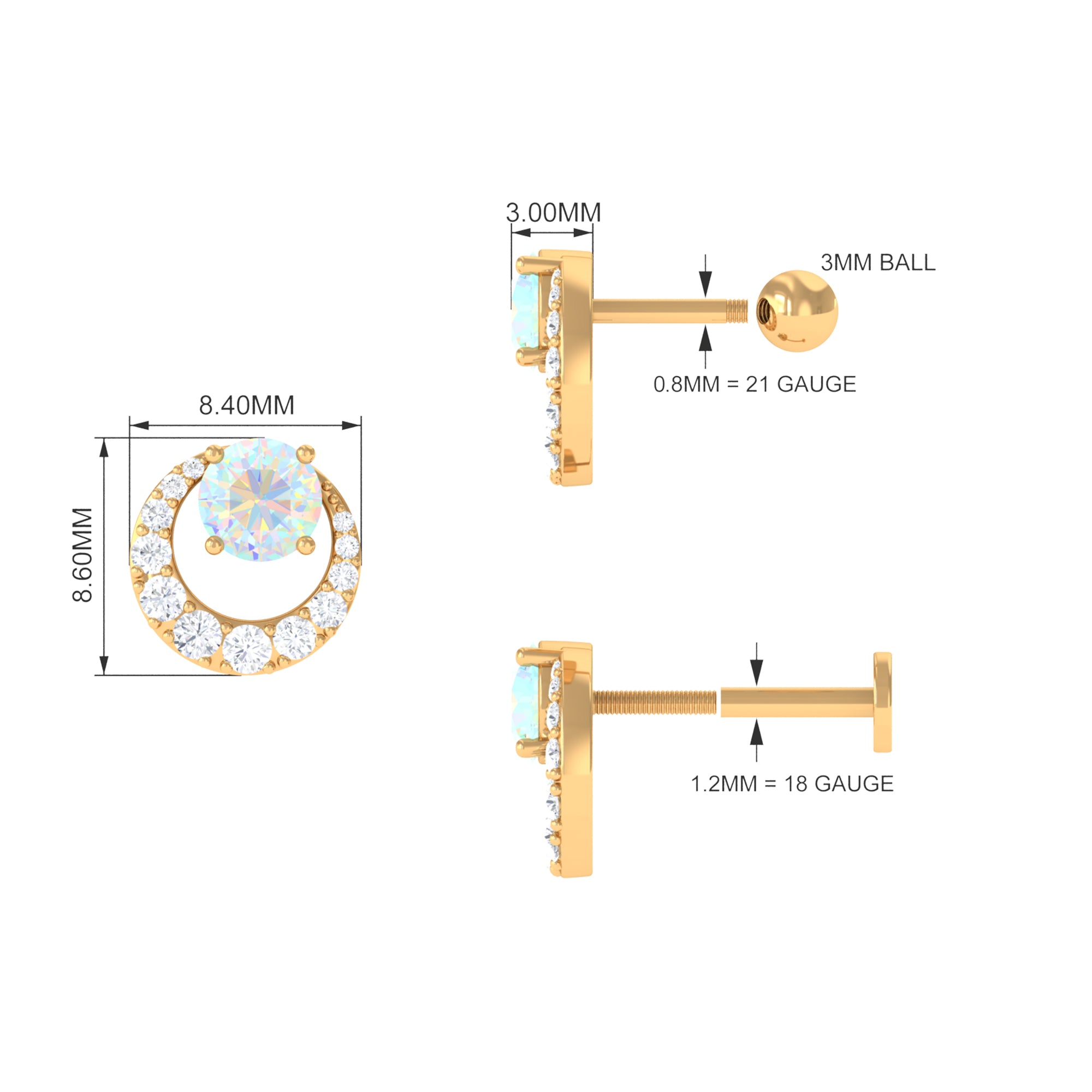 Rosec Jewels-Ethiopian Opal and Moissanite Circle Cartilage Earring