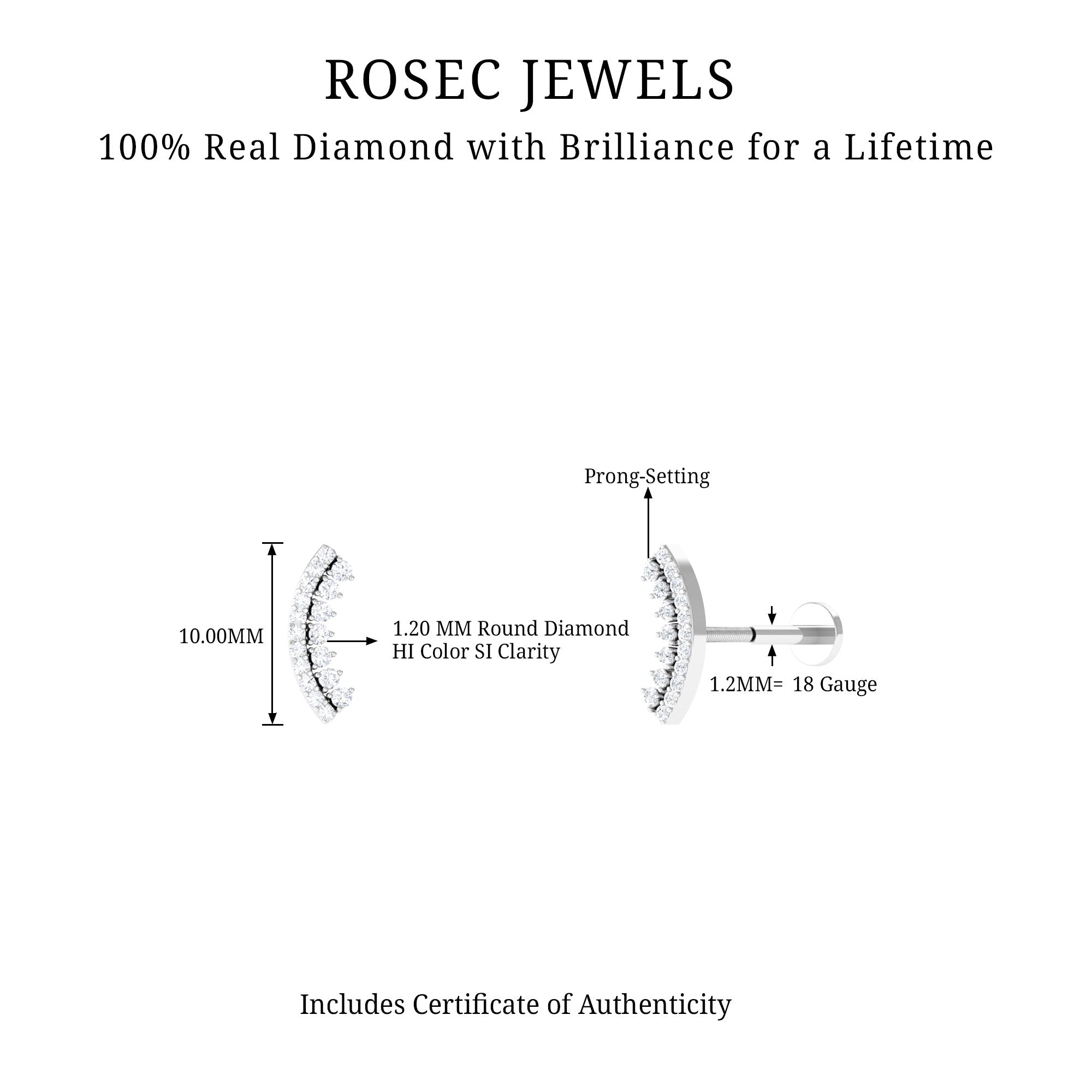 Rosec Jewels-Genuine Diamond Curved Cartilage Earring