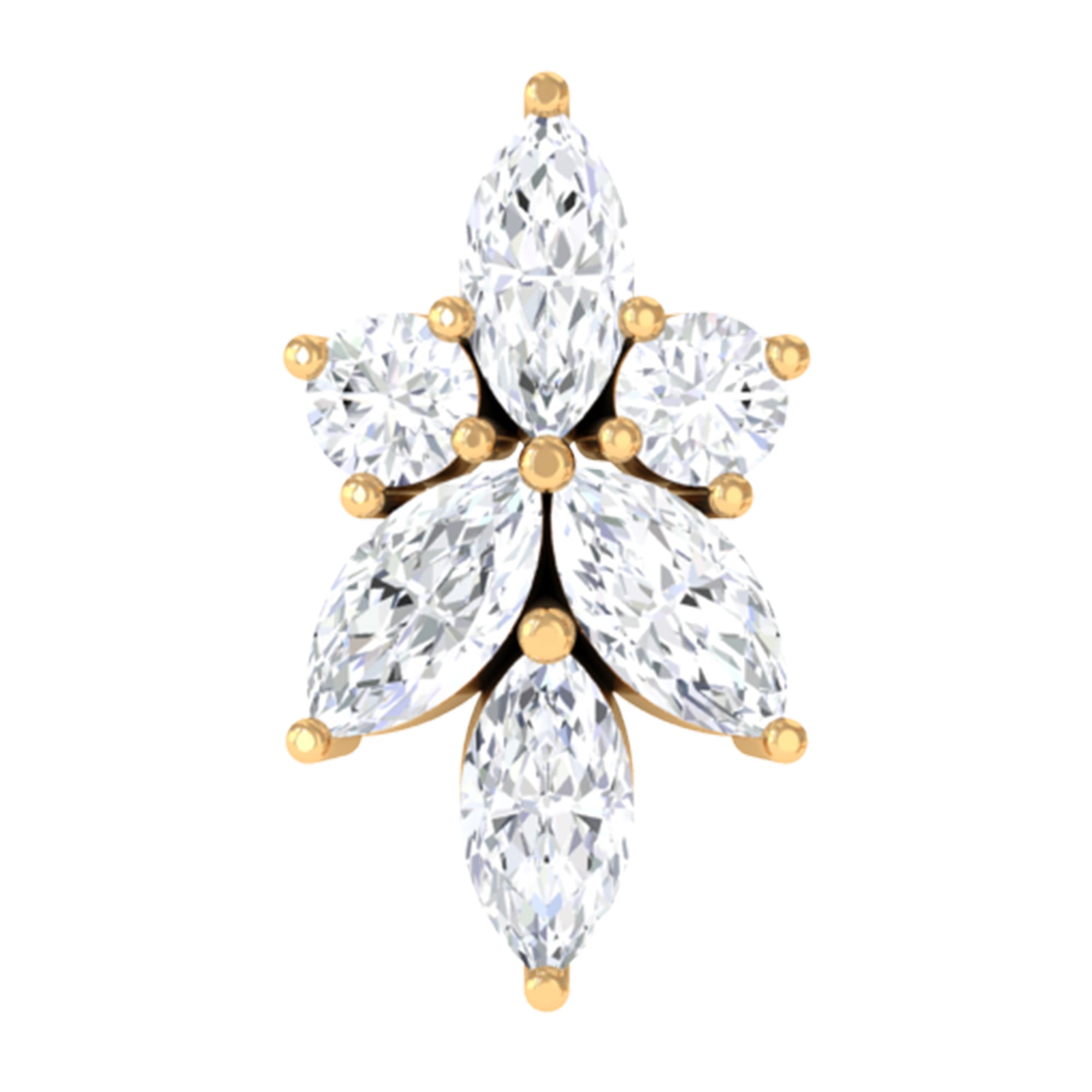 Rosec Jewels-Marquise Diamond Cluster Flower Earring with Flat Back