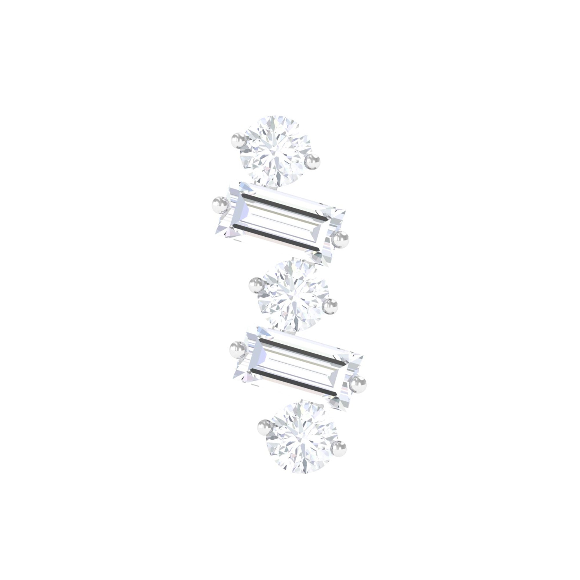 Rosec Jewels-Baguette Shape Diamond Cartilage Piercing Earring